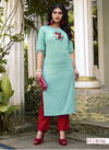 Blue Designer and Party Wear FG Krisha Vol-11 Launch Latest Pure Cotton With Embroidery Hand Work Ready Made Top and Pant Collections 1036